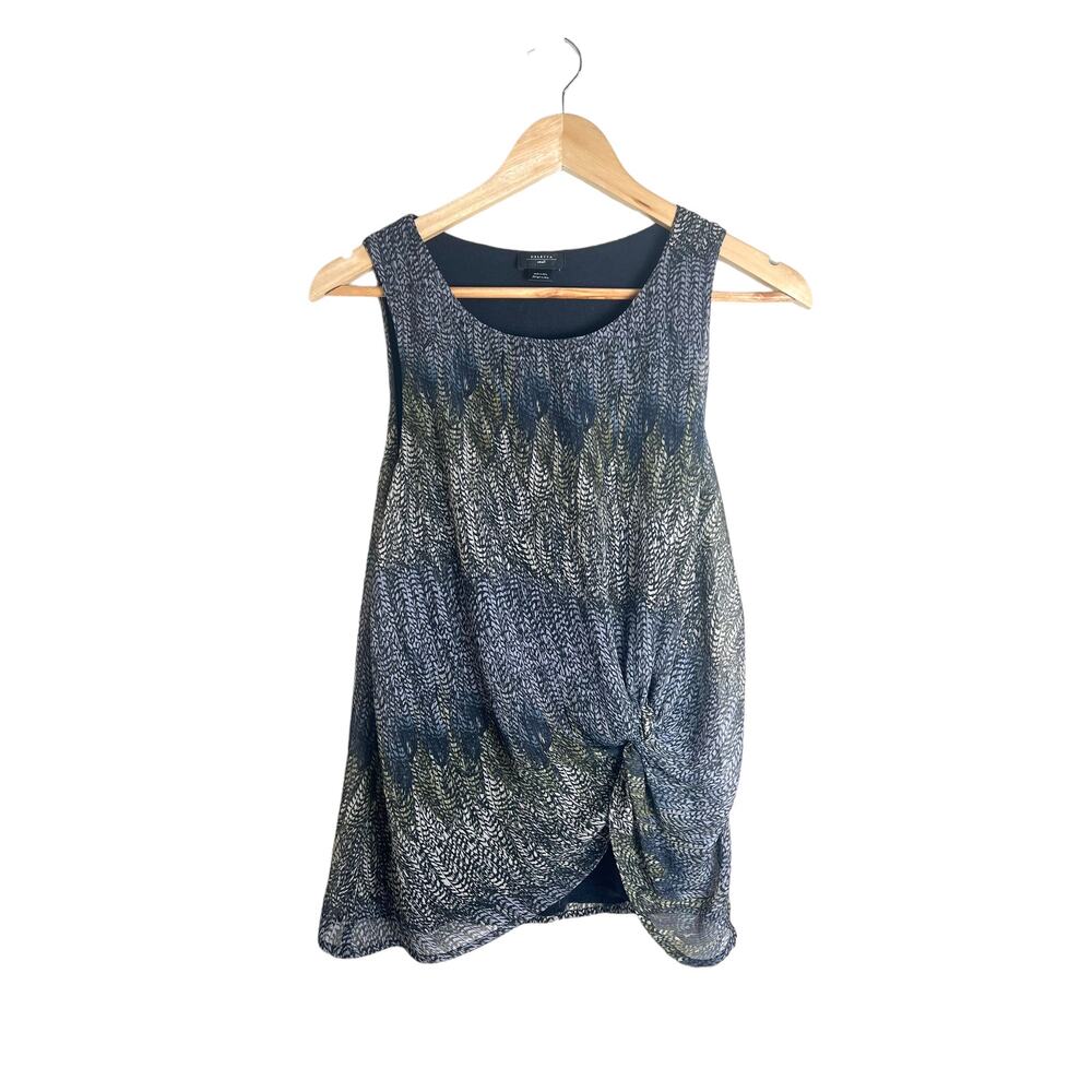 Anthropologie Deletta Women's Sleeveless Knotted Abstract Boho Blouse Small